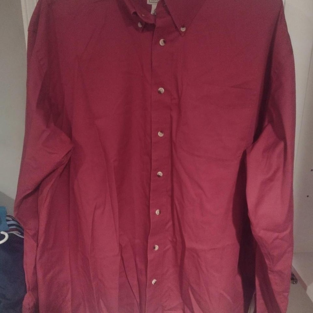 LL Bean Mens xxl maroon long sleeve button down shirt